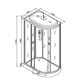 DTO LM902R душевая кабина стандартная 120x80 правая